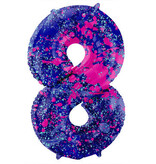 Folieballon Cijfer 8 Paint Splash Neon (86cm)