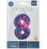 Folieballon Cijfer 8 Paint Splash Neon (86cm)