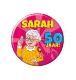 Button Sarah Cartoon 50 jaar