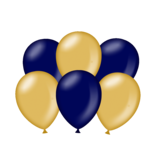 Metallic Ballonnen Goud/Blauw (6st)