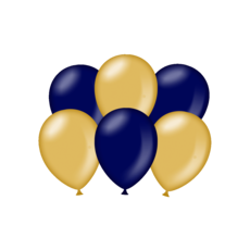 Metallic Ballonnen Goud/Blauw (6st)