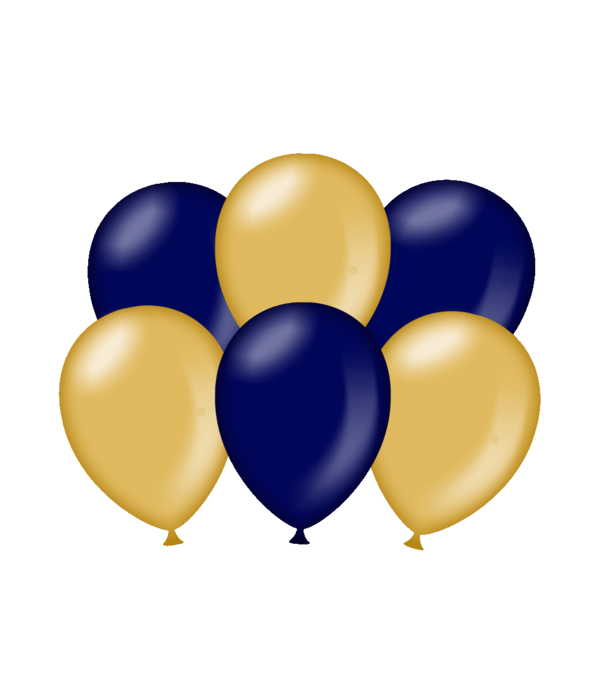 Metallic Ballonnen Goud/Blauw (6st)