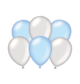 Ballonnen Metallic Zilver/Lichtblauw (6st)