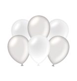 Ballonnen Metallic Zilver/Wit (6st)