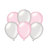 Ballonnen Metallic Zilver/Roze (6st)