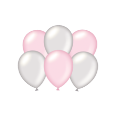 Ballonnen Metallic Zilver/Roze (6st)