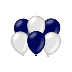 Ballonnen Metallic Blauw/Zilver (6st)