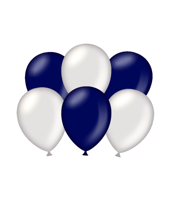 Ballonnen Metallic Blauw/Zilver (6st)
