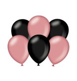 Ballonnen Metallic Rosé Goud/Zwart (6st)