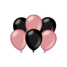 Ballonnen Metallic Rosé Goud/Zwart (6st)