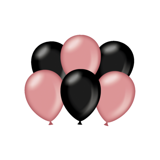 Ballonnen Metallic Rosé Goud/Zwart (6st)