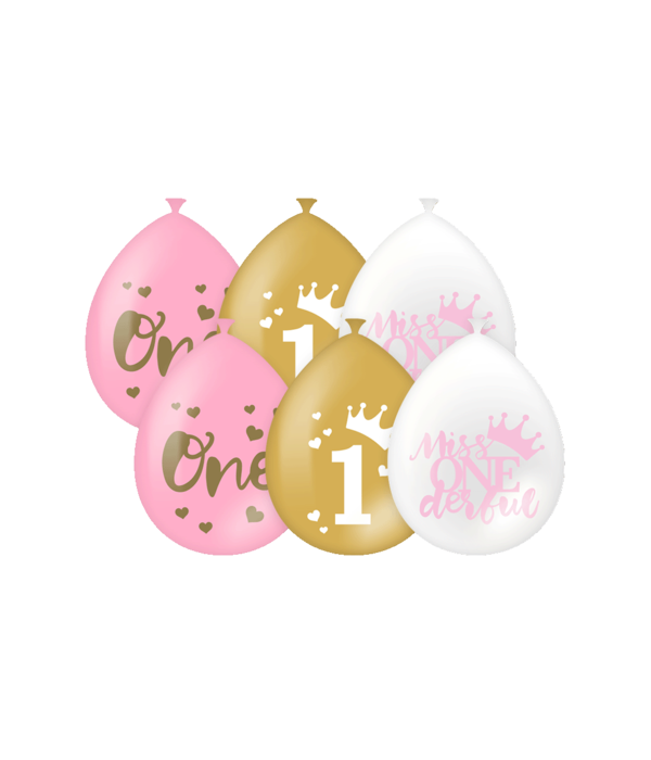 Verjaardag Ballonnen Meisje 1 Jaar Miss Onederful (6st)