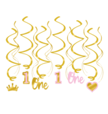 Hangdecoratie Swirls Verjaardag Meisje 1 Jaar