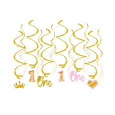 Hangdecoratie Swirls Verjaardag Meisje 1 Jaar