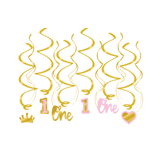Hangdecoratie Swirls Verjaardag Meisje 1 Jaar