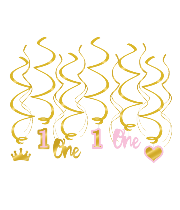 Hangdecoratie Swirls Verjaardag Meisje 1 Jaar