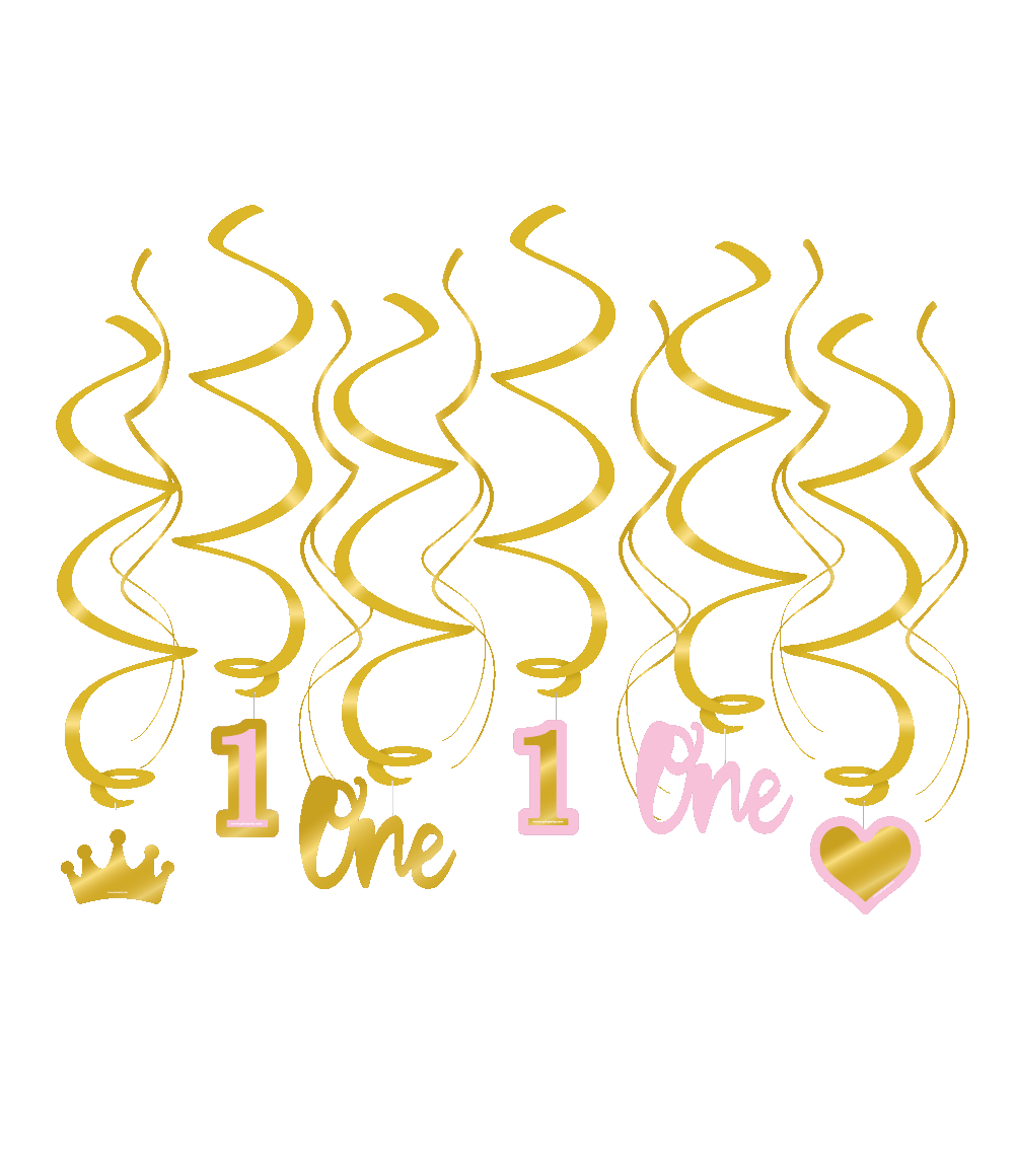 Hangdecoratie Swirls Verjaardag Meisje 1 Jaar afbeelding
