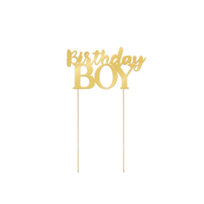 Taart Topper Birthday Boy Gold