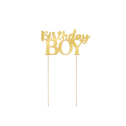 Taart Topper Birthday Boy Gold
