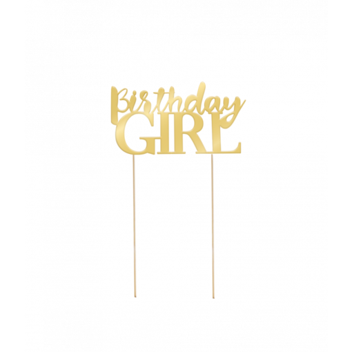 Taart Topper Birthday Girl Gold