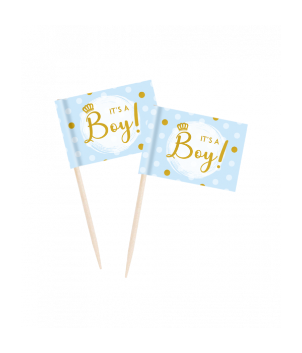 Cocktailprikkers Vlaggetjes - It's A Boy (50st)
