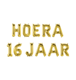 Set Folie ballonnen - Hoera 16 Jaar Goud