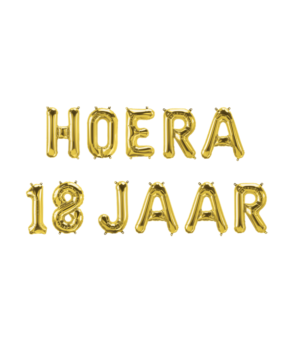 Set Folie ballonnen - Hoera 18 Jaar Goud