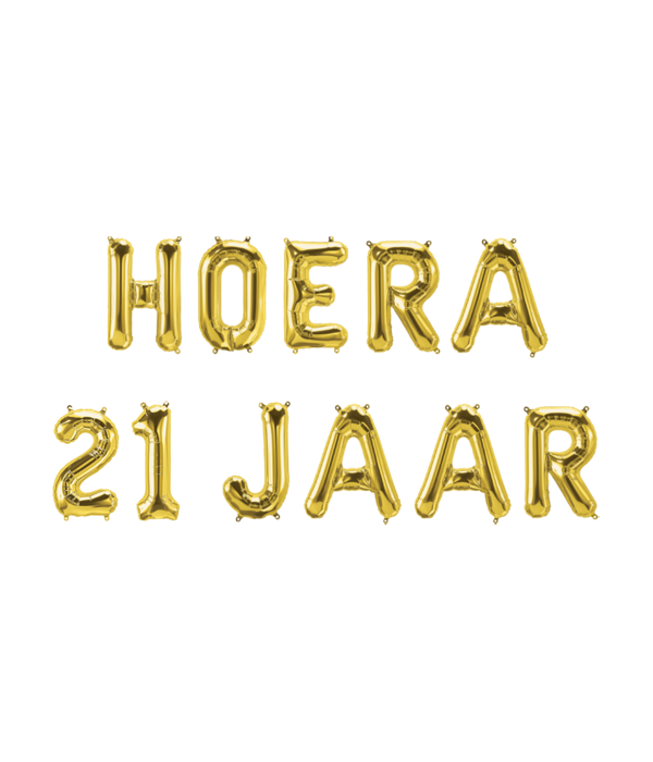Set Folie Ballonnen - Hoera 21 Jaar Goud
