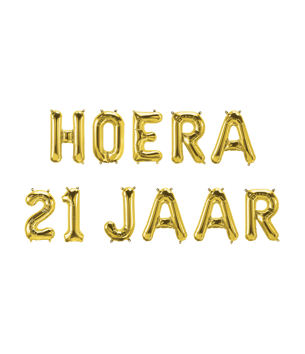 Set Folie Ballonnen - Hoera 21 Jaar Goud