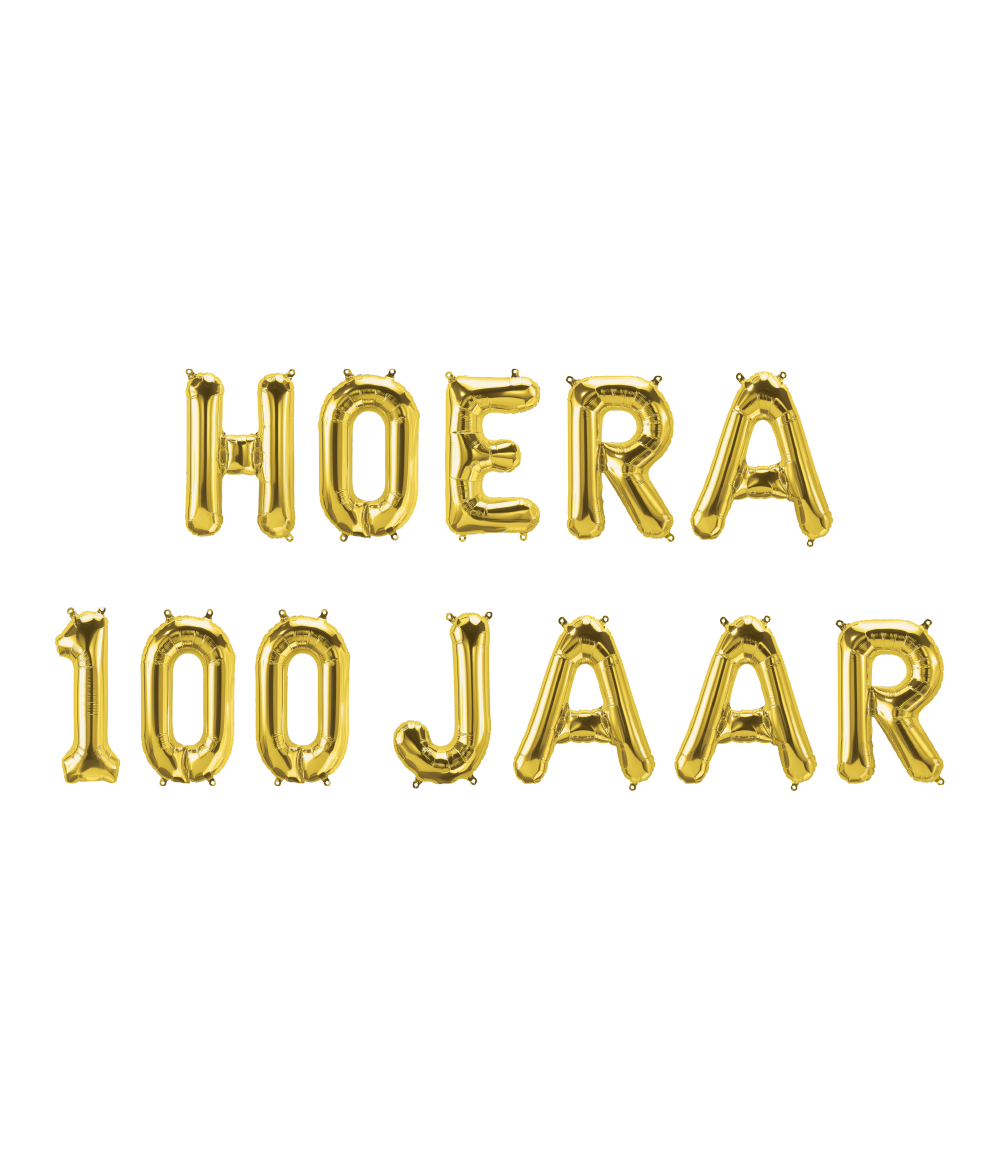 Set Folie Ballonnen - Hoera 100 Jaar Goud afbeelding