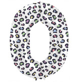 Folieballon Cijfer 0 Wit Met Panterprint  (86cm)