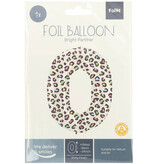 Folieballon Cijfer 0 Wit Met Panterprint  (86cm)