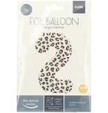 Folieballon Cijfer 2 Wit Met Panterprint (86cm)
