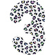 Folieballon Cijfer 3 Wit Met Panterprint  (86cm)
