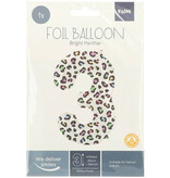 Folieballon Cijfer 3 Wit Met Panterprint  (86cm)