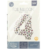 Folieballon Cijfer 4 Wit Met Panterprint (86cm)