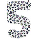Folieballon Cijfer 5 Wit Met Panterprint  (86cm)