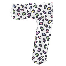 Folieballon Cijfer 7 Wit Met Panterprint  (86cm)