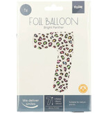 Folieballon Cijfer 7 Wit Met Panterprint  (86cm)