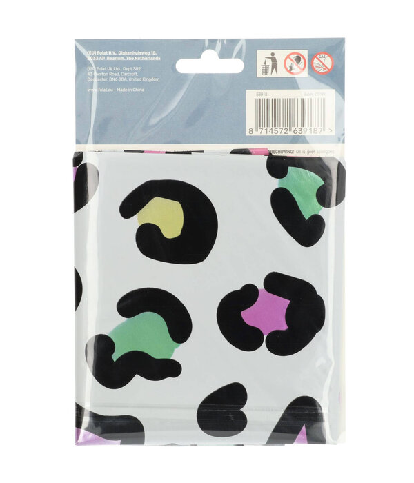 Folieballon Cijfer 8 Wit Met Panterprint  (86cm)