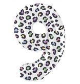 Folieballon Cijfer 9 Wit Met Panterprint (86cm)