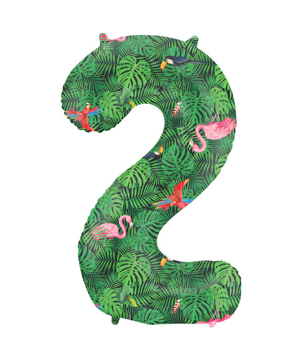Folieballon Cijfer 2 Jungle Print (86cm)
