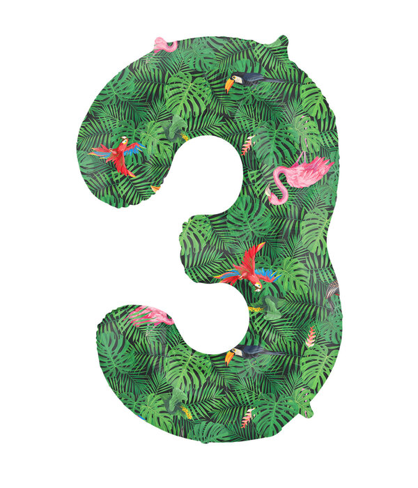 Folieballon Cijfer 3 Jungle Print (86cm)