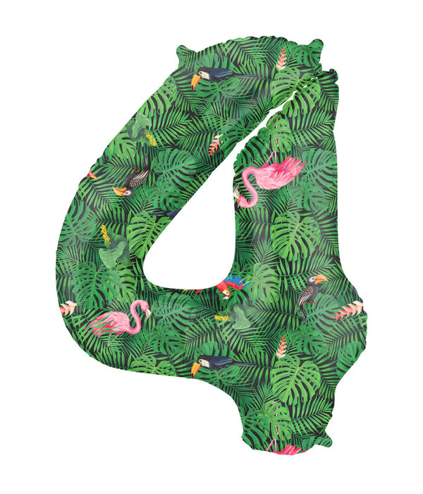 Folieballon Cijfer 4 Jungle Print (86cm)