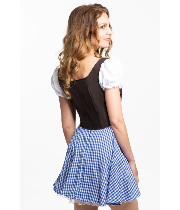 Dirndl Eva Blauw/Bruin Kort