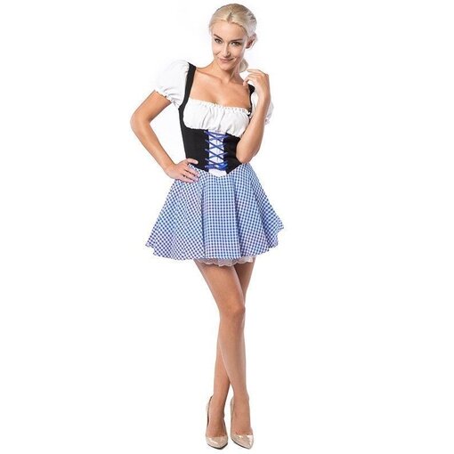 Dirndl Eva Blauw/Bruin Kort