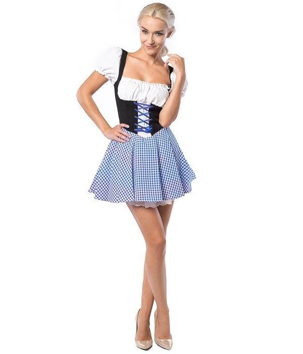 Dirndl Eva Blauw/Bruin Kort