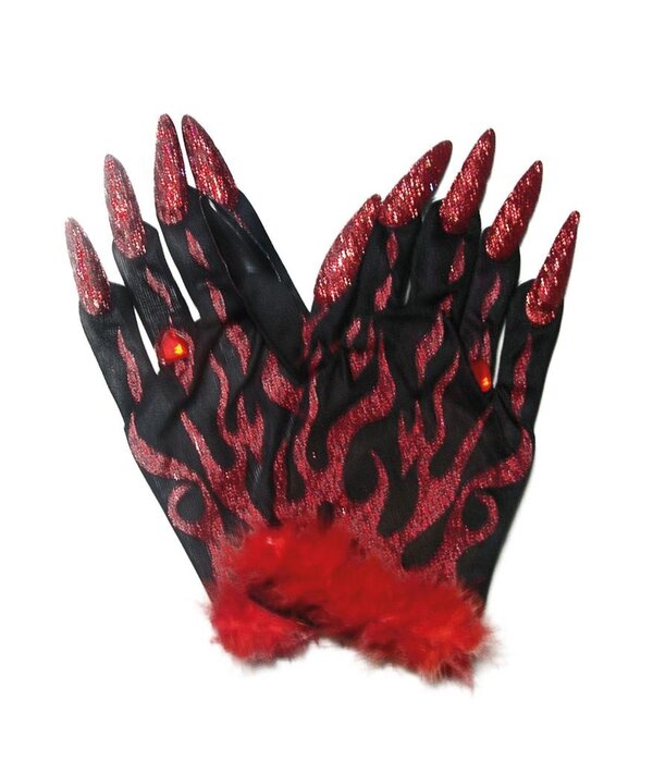 Duivel Handschoenen Glitter Rood volwassen