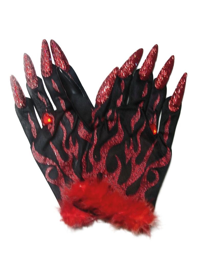 Duivel Handschoenen Glitter Rood volwassen