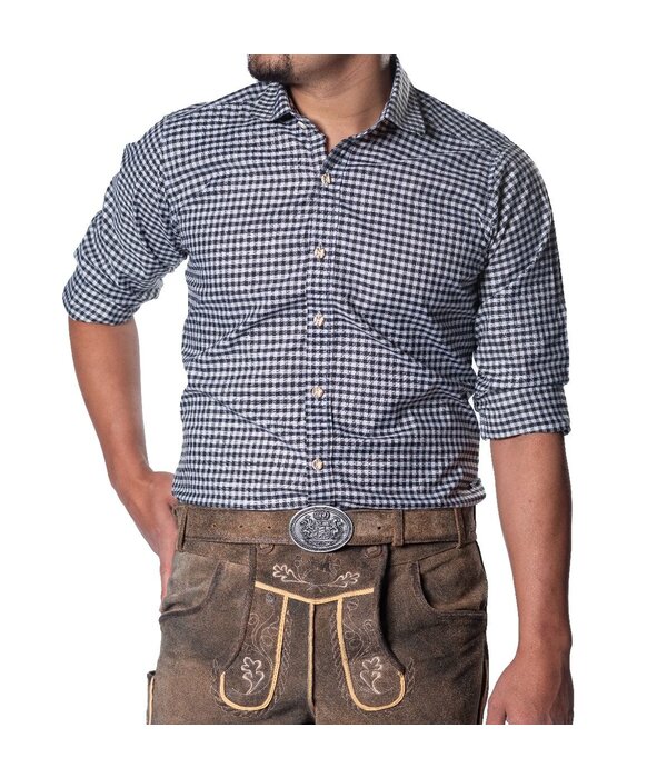 Trachtenhemd Leopold Zwart Geblokt